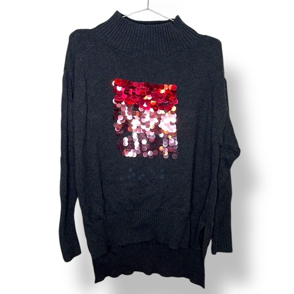 525 America Big Sequence Cotton Cashmere Oversized High Low Sweater - Picture 1 of 10
